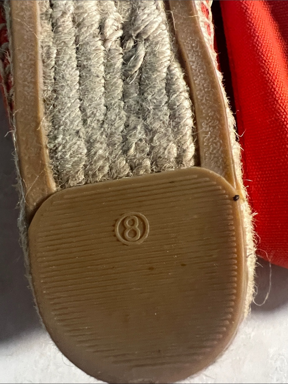 Tory Burch Orange Canvas Espadrilles with Tan Trim & Logo Medallion - Picture 6 of 7